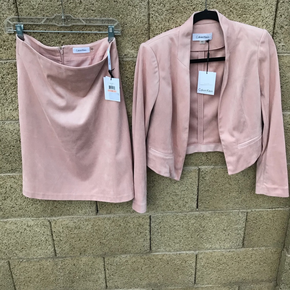 Calvin Klein Faux Suede Suit and Skirt 2 piece set